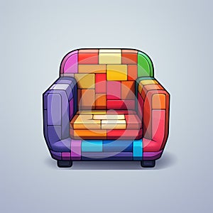 Colorful Chair Illustration: Vector Art In Neo-mosaic Style