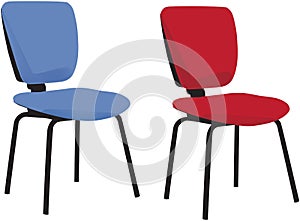 Colorful chairs with anatomical office wheels photo
