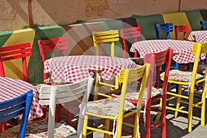 Colorful Chairs And Tables In Novi Sad, Serbia