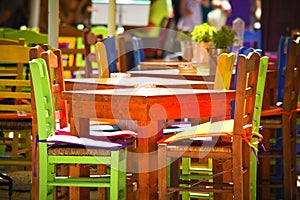 Colorful chairs & tables