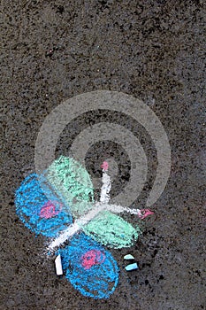 Colorful chalk drawing: beautiful butterfly