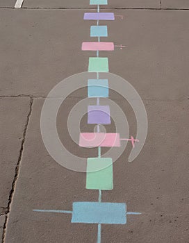 Colorful Chalk Hopscotch Game