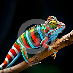 Colorful chameleon - ai generated image
