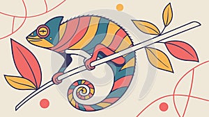 Colorful Chameleon on Branch, Nature Wildlife Vector, vector design Generative AI photo