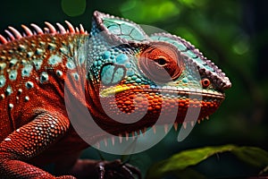 Colorful Chameleon: A Vibrant Portrait of a Cartoon Animal with