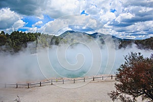 Colorful Champagne Pool at Wai-O-Tapu Thermal Wonderland near Rotorua, North Island, New Zealand