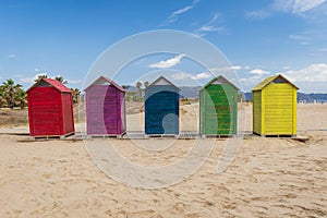 Colorful changing houses on beach