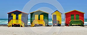 Colorful changing huts on a beach