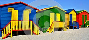 Colorful changing huts on a beach