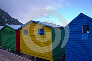 Colorful changing huts at st james beach