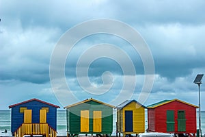 Colorful changing rooms in St James beach Cape Town