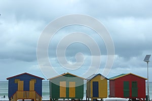 Colorful changing rooms in St James beach Muizenberg Cape Town south Africa