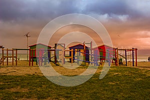 Colorful changing rooms in St James beach Muizenberg Cape Town south Africa