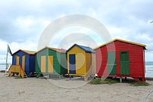 Colorful changing rooms in St James beach Muizenberg Cape Town south Africa