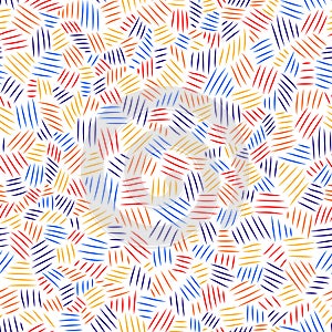 Colorful chaotic scratch hatching seamless pattern, vector