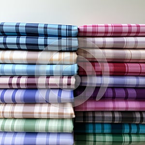 Colorful Checkered Cloths On White Background photo