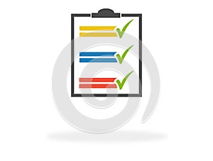 Colorful checklist icon with green checkmarks