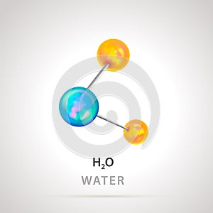 Colorful chemical model of water element H2O molecule and molecular structure