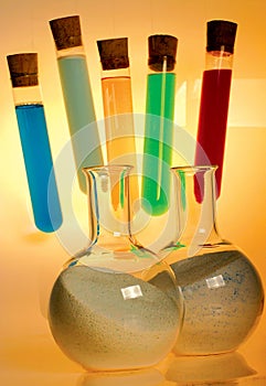Colorful chemistry. Liquids and powders.