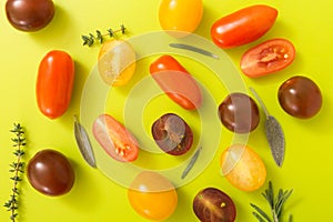 Colorful cherry tomatoes with herbs