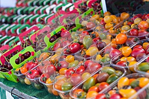 colorful cherry tomatoes at the market