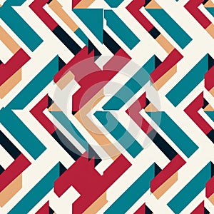 Colorful Chevron Pattern With Constructivist Shapes - Mid-century Inspired Wallpaper photo