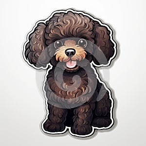 Colorful Chiaroscuro Poodle Dog Icon Sticker Illustration