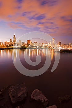 Colorful Chicago sunset