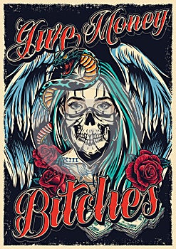 Colorful chicano tattoo poster photo