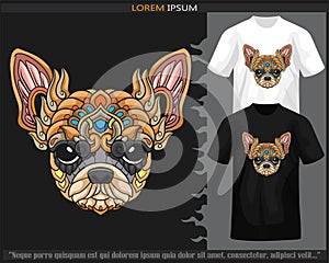 Colorful chihuahua head mandala arts isolated on black and white t shirt