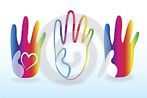 Colorful children hands logo vector