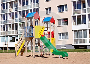 Colorful children playground in nature, front of