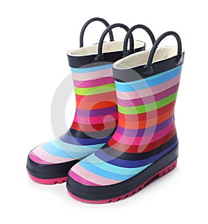 Colorful children`s rubber boots