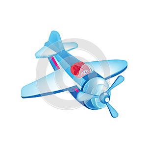 Colorful children toys. Beautiful flying in sky, airplane. Air vehicle.