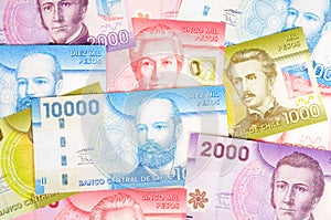 Colorful Chilean Pesos Closeup