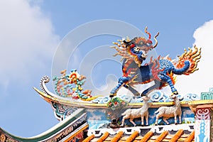 Colorful Chinese dragon-headed kirin