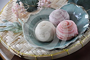 Colorful Chinese Pastry on Ceramic Dish