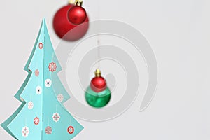 Colorful Christmas balls decorations and christmas tree
