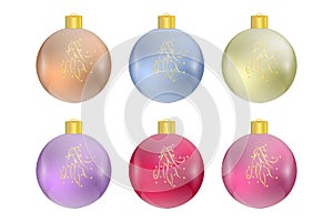 Colorful christmas balls. Set of isolated realistic decorations.