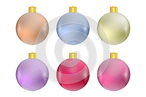 Colorful christmas balls. Set of isolated realistic decorations.