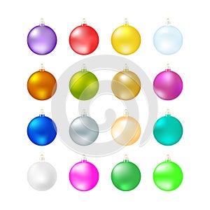 Colorful christmas balls. Set of isolated realistic decorations.