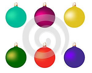 Colorful christmas balls. Set of isolated realistic decorations. Vector illustration