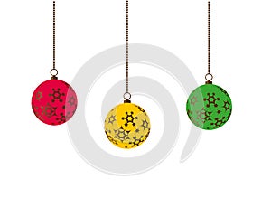 Colorful christmas balls. Set of isolated realistic decorations. Vector illustration