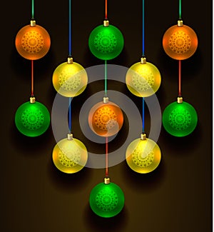 Colorful christmas balls. Set of realistic decorations