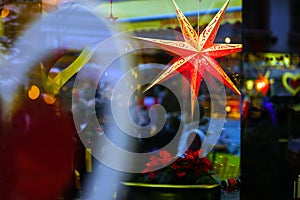 Colorful Christmas decoration of alsacien street