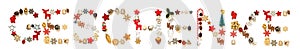 Colorful Christmas Decoration Letter Building Geschenke Means Gifts photo