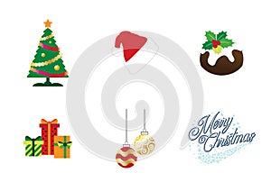 Colorful christmas icons set editable resizable vector