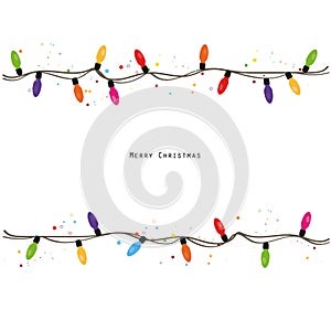 Colorful Christmas light bulb frame design. Happy new year greeting card