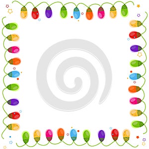 Colorful Christmas light bulb happy new year greeting card