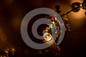 Colorful Christmas lights as multi colored chain of lights for a happy new year and holy eve as festive decoration and ornament fo